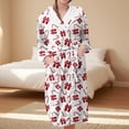 thumbnail image 2 of Women's Fleece Plush Robe Long Warm Plush Bathrobe Loungewear Jacket Printed Comfort Robe, 2 of 5