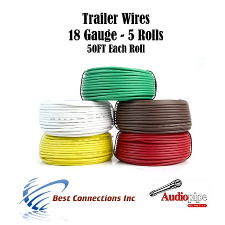 5 Way Trailer Wire Light Cable for Harness LED 50ft  Each Roll 18 Gauge 5