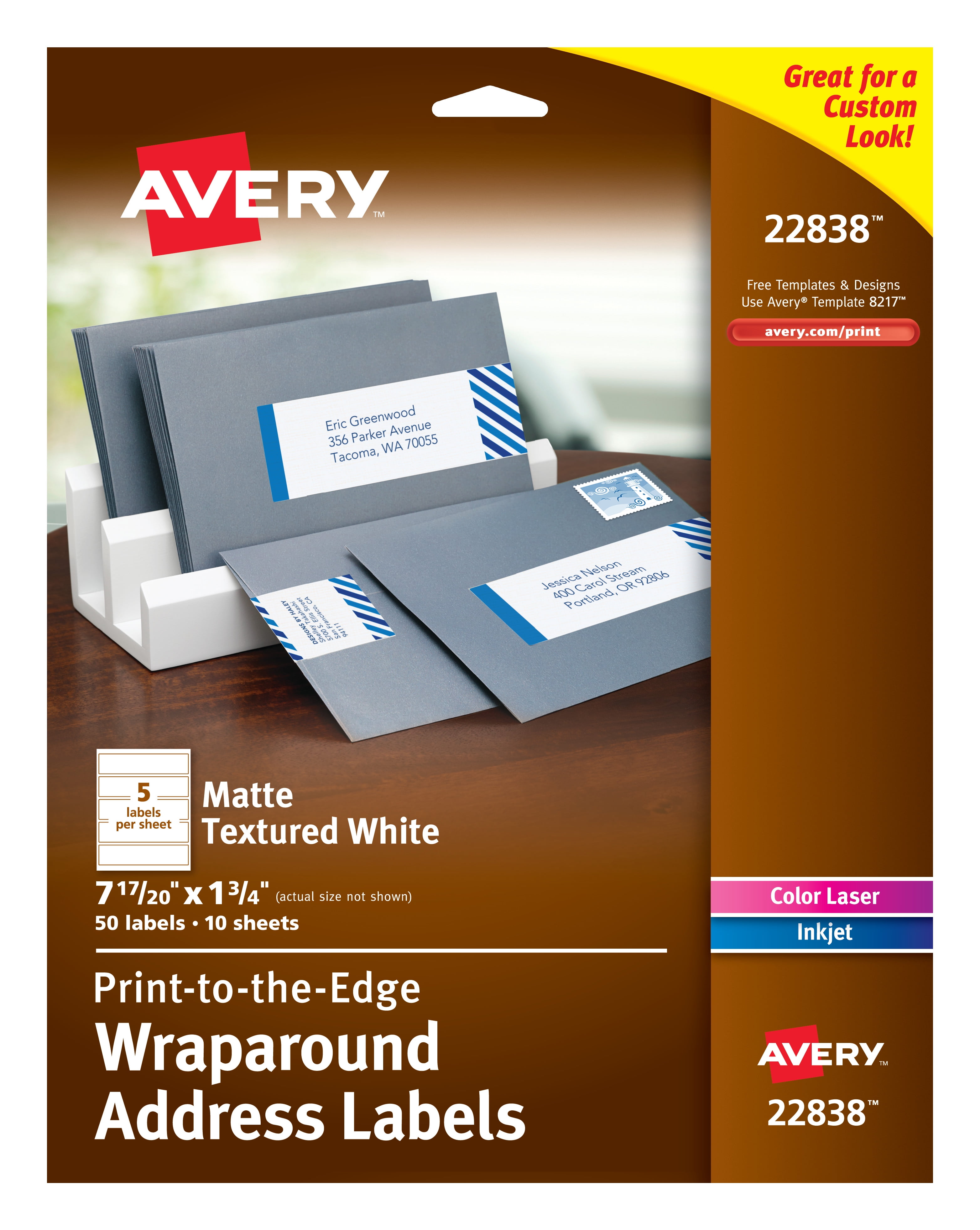 Avery Wraparound Address Labels, Waterproof, Permanent Adhesive, Matte