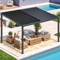 thumbnail image 2 of AECOJOY 13' x 10' Louvered Gazebo Pergola, 10x13 Outdoor Hardtop Wall-Mounted Lean to Gazebo with Adjustable Metal Rainproof Patio Roof, Pergolas and Gazebos Clearance, Heavy Duty Awnings for Patio, 2 of 9