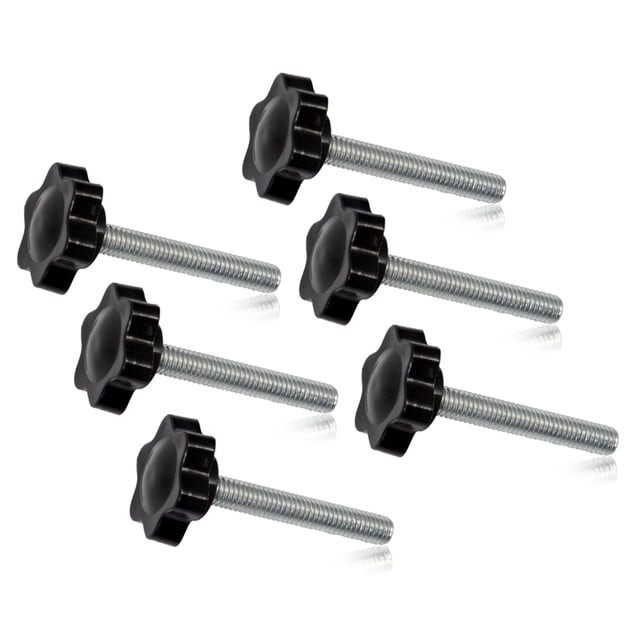 SPEEDWOX 6 Pcs Bouton de Serrage à Vis M6 x 40 en Forme de Prune Hexagonale Boutons de Main Poignée de Serrage Filetage Métrique