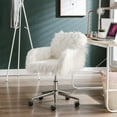 thumbnail image 3 of Hengming Modern Faux Fur Home Office Chair, Fluffy Chair For Girls, Makeup Vanity Chair, 3 of 8