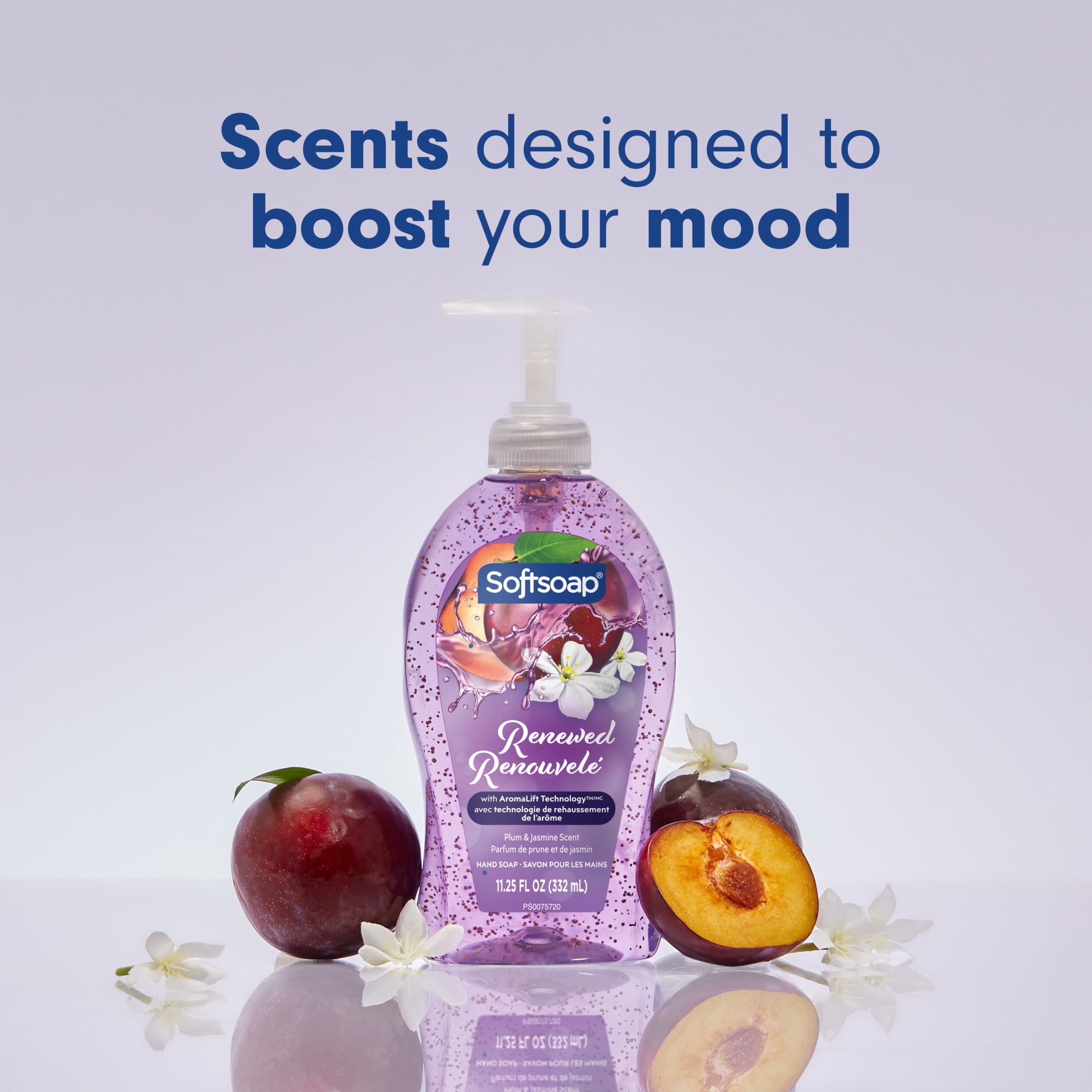 Softsoap Renewed Liquid Hand Soap, Paraben Free, pH Balanced, Plum and Jasmine Scent, 11.25 fl oz Pump Bottle