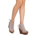 thumbnail image 2 of New Women Qupid Gimmick-65A Faux Suede Slitted Wooden Platform Wedge Sandal, 2 of 3