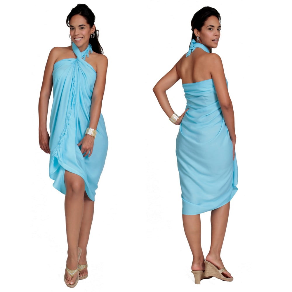 1 World Sarongs Womens Beach Coverup Solid Color Sarong in Light