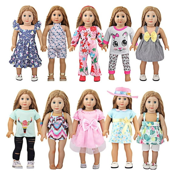 10 sets of doll clothes for 18-inch reborn baby dolls including doll dress/pajamas/swimsuits/dance suits/sling skirts, children's toy doll accessories, birthday gifts