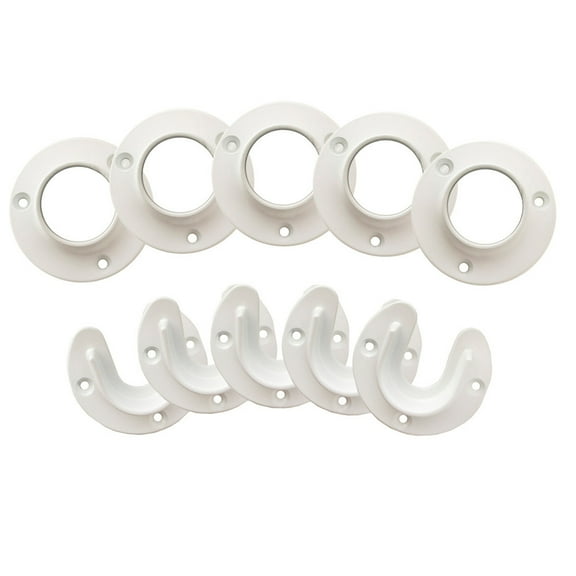Design House White Closet Pole Socket 5-Pack for Up to 1-5/16" Poles
