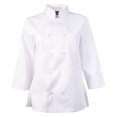 thumbnail image 1 of KNG Veste de Chef Blanche à Manches 3/4 pour Femmes - Veste de Chef Ajustée pour Dames - TG, 1 of 4
