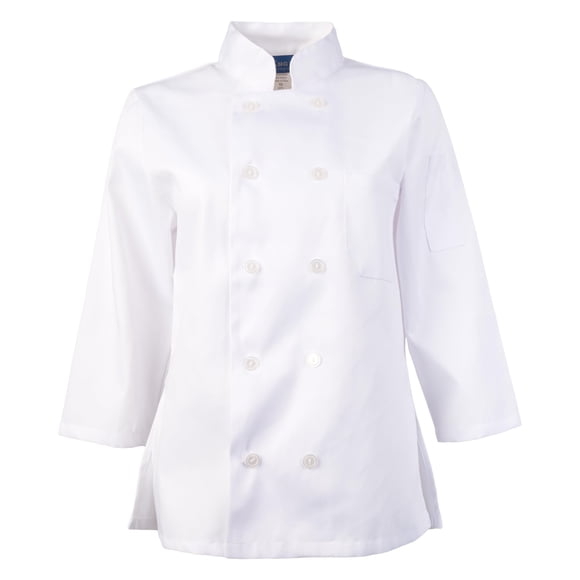 KNG 3/4 Sleeve White Chef Coat for Women - Ladies Fitted Chefs Jacket - XL