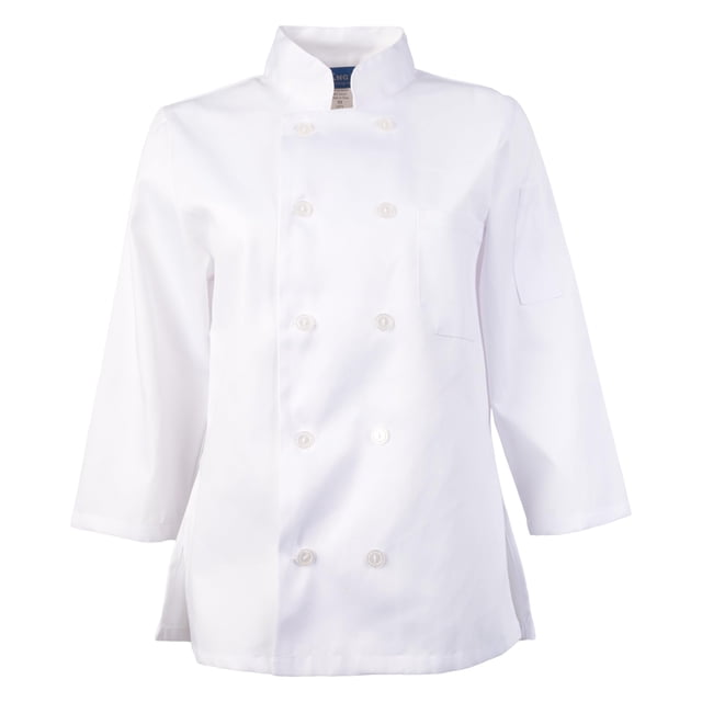 KNG Veste de Chef Blanche à Manches 3/4 pour Femmes - Veste de Chef Ajustée pour Dames - TG