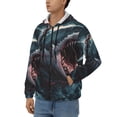 thumbnail image 3 of Uemuo Wave Chain Shark for Men's Fashion Full-zip Hoodies & Sweatshirts with Kangaroo Pocket, Zip-up Hooded Sweatshirt, Moisture Wicking & Breathable-Small, 3 of 5