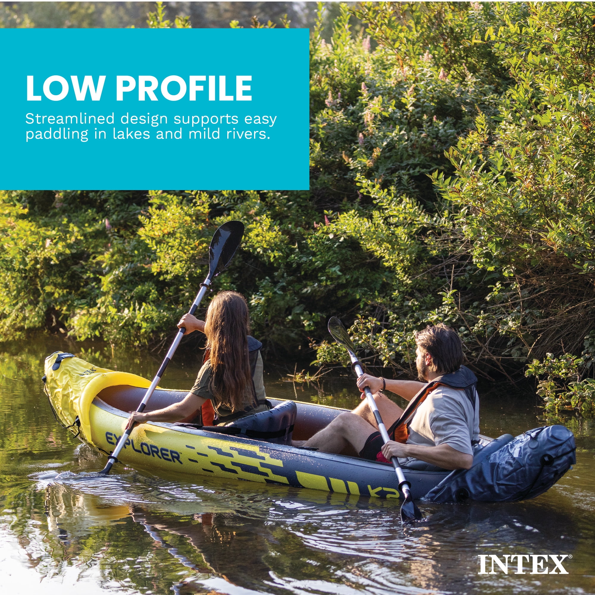 Open Box INTEX Explorer K2 2-Person Inflatable Kayak w/ Aluminum Oars & Pump
