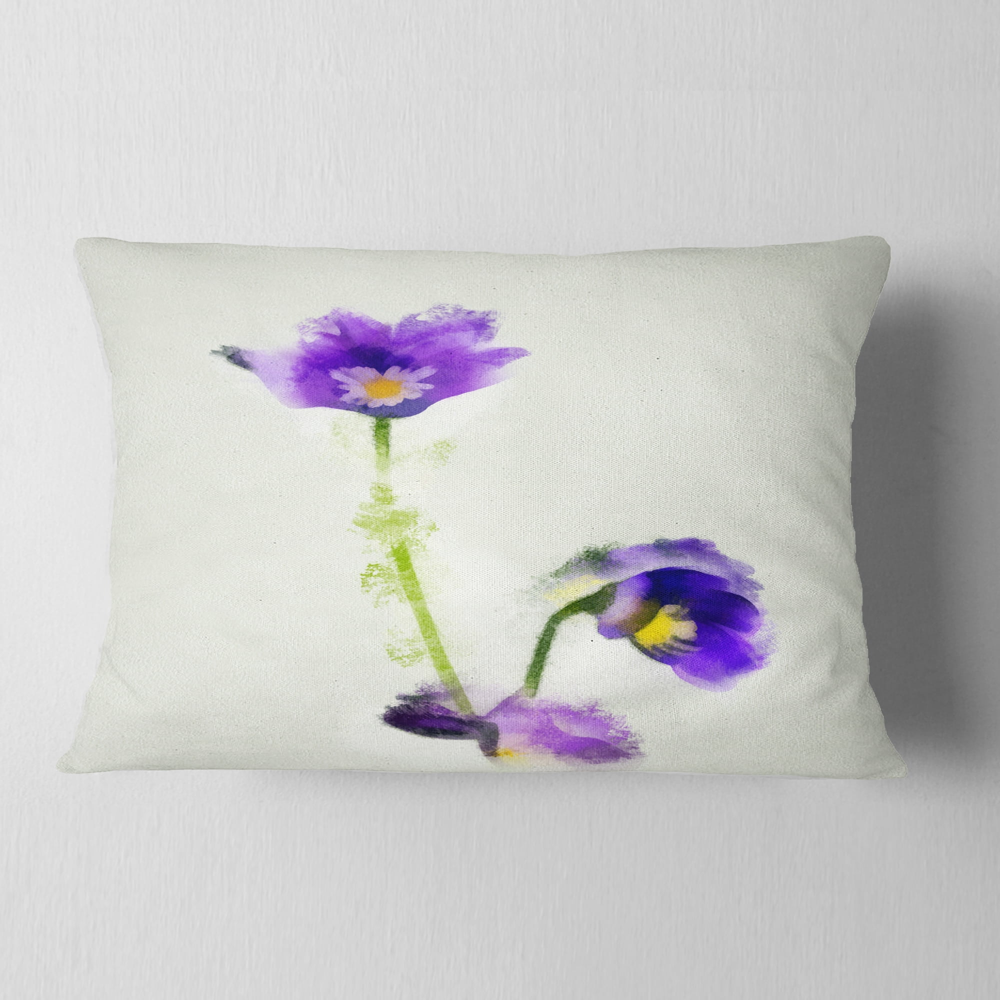 Designart Purple Liverleaf Flower Watercolor - Floral Throw Pillow - 12x20
