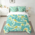 thumbnail image 3 of Manfei Dinosaur Skeleton Child Bedding Comforter Set 7pcs, Turquoise Cartoon Skull Queen Bedding Sets, Kawaii Animal Reversible Queen Sheet Sets, Microfiber Bedroom Decor, 3 of 8