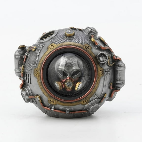 Veronese Design 3 3/8 Inch Tall Steampunk Orb from Outer Space Alien Collectible Cold Cast Pewter Finish Resin Sculpture