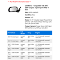 thumbnail image 2 of Left Mirror - Compatible with 2007 - 2009 Chrysler Aspen Sport Utility 4-Door 2008, 2 of 2