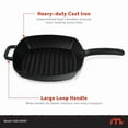 thumbnail image 6 of Megamaster 10.25-Inch Cast Iron Griddle Pan, Square Nonstick Grill Pan for Stove Tops, Steak Searing & Vegetable Grilling, BBQ Accessory for Indoor/Outdoor Cooking - 630-0010P, 6 of 6