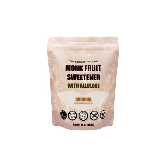Cherie Sweet Heart Original Monk Fruit Sweetener with Allulose - White Sugar Substitute, Erythritol Free, Gluten Free, Vegan, Keto Friendly, Sugar Replacement ( 1 lb - Pack of 1)
