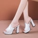thumbnail image 2 of Amzcrzy Zapatos de mujer,Zapatos de mujer,Zapatillas de mujer, Zapatillas de verano para mujer, de tacón alto y grueso, con boca de pez, de color liso Sandalias Mujer Zapatillas De Casa, 2 of 5