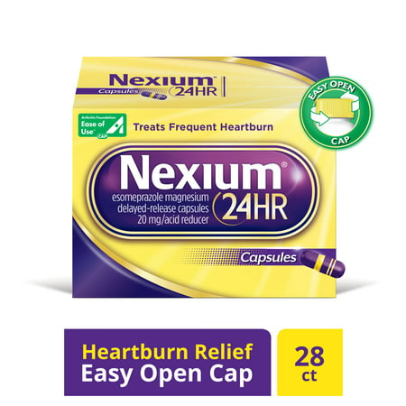 Nexium 24HR Capsules (20mg, 28 Ct.) Delayed Release Heartburn Relief, Esomeprazole Magnesium Acid