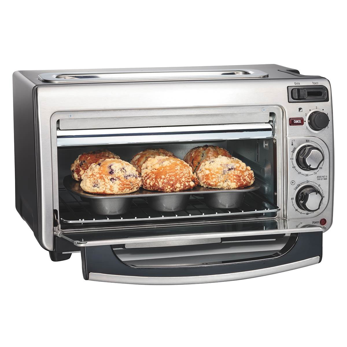 Hamilton Beach 2-in-1 Countertop Oven and Toaster Combination 2 In 1 Toaster Oven Stainless Steel