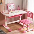 thumbnail image 2 of Floseru Kids Desk and Chair Set, Height Adjustable Kids Desk with Widened Tabletop, Detachable LED lamp, Back Support & Spine Protect, Prevent Myopia, for Boys & Girls 3+, 2 of 10