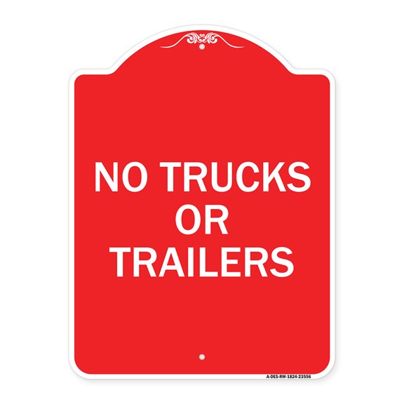 SignMission A-DES-RW-1824-23556 18 x 24 in. Designer Series Sign - No Trucks or Trailers, Red & White