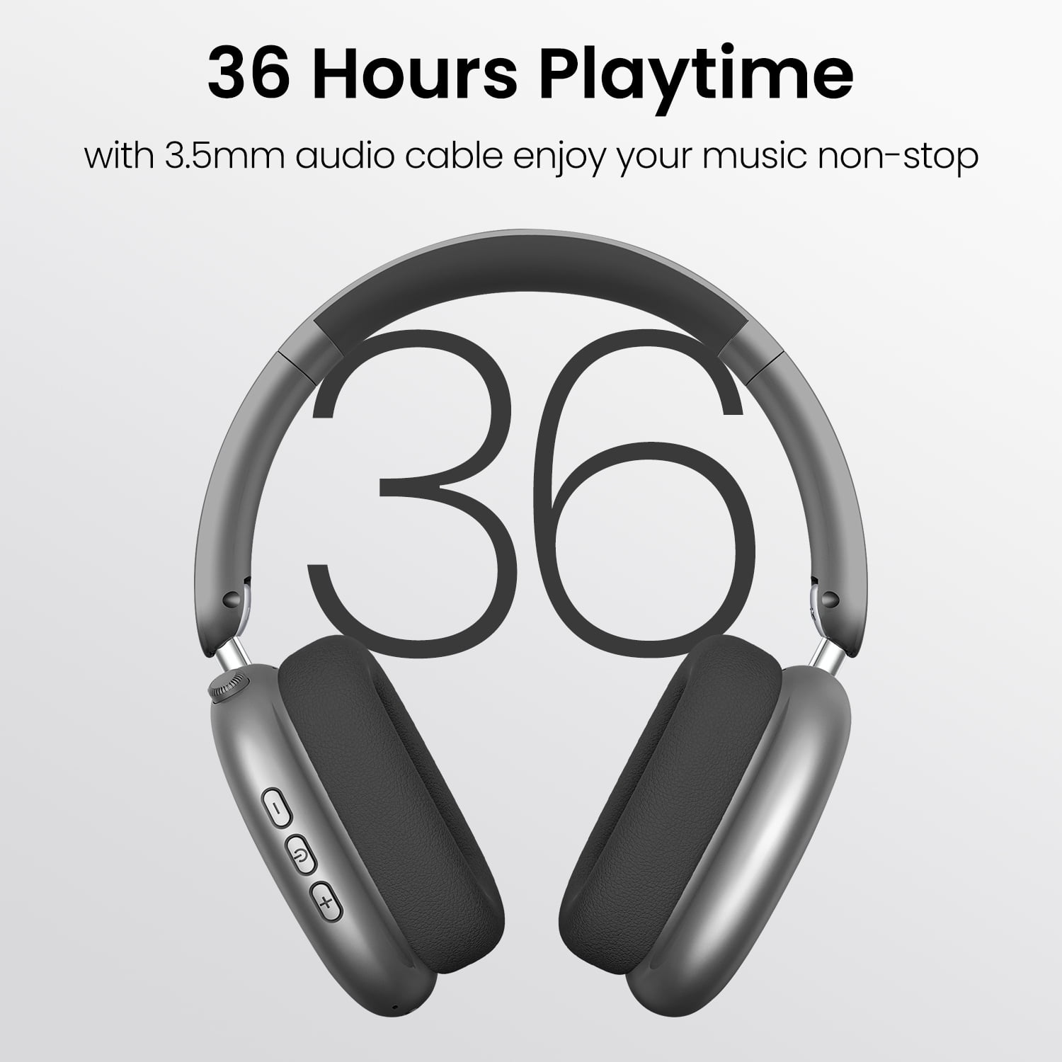 GASYESOY Y01 Bluetooth Headphones Wireless over Ear Noise Cancelling Headphones,36H Playtime Hi-Res Audio Foldable Lightweight for Travel, Home Office, Sport Gray