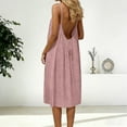 thumbnail image 2 of Women's Boho Maxi Dress Open Backless Flowy Linen Long Dresses Summer Vacation Sun Dress Pink XL, 2 of 7
