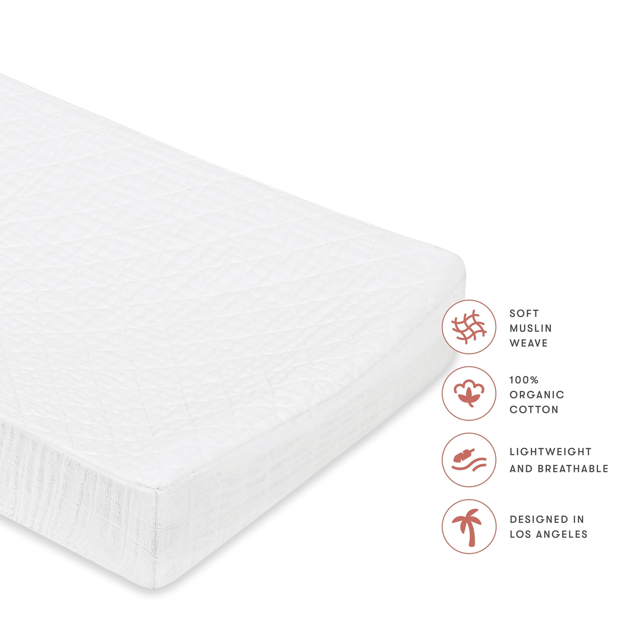 Babyletto Quilted Changing Pad Cover in GOTS Certified Organic Muslin Cotton