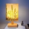 thumbnail image 5 of RnemiTe-amo on Sale！DIY Bedside Lamp Sunflower Impressionism Reading Bedside Table Lamp,Plain Wooden Base Rectangular Fabric Lampshade Bedroom Living Room Table Lamp, 5 of 6
