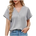 thumbnail image 1 of Eres Más Que una Camisa de Puntuación de Prueba con Cuello en V Algodón Hemstitch Patchwork Manga Corta Top Casual, Blusa Ligera de Verano para Uso Diario, 1 of 6