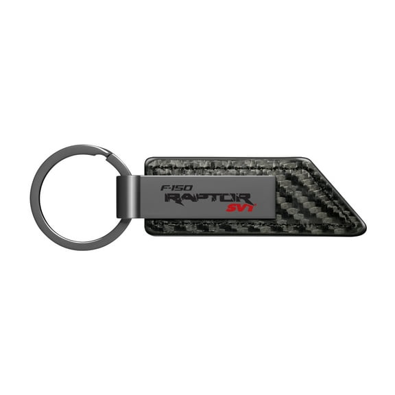 Ford F-150 Raptor SVT Gunmetal Black Gray Metal Carbon Fiber Texture Leather Key Chain
