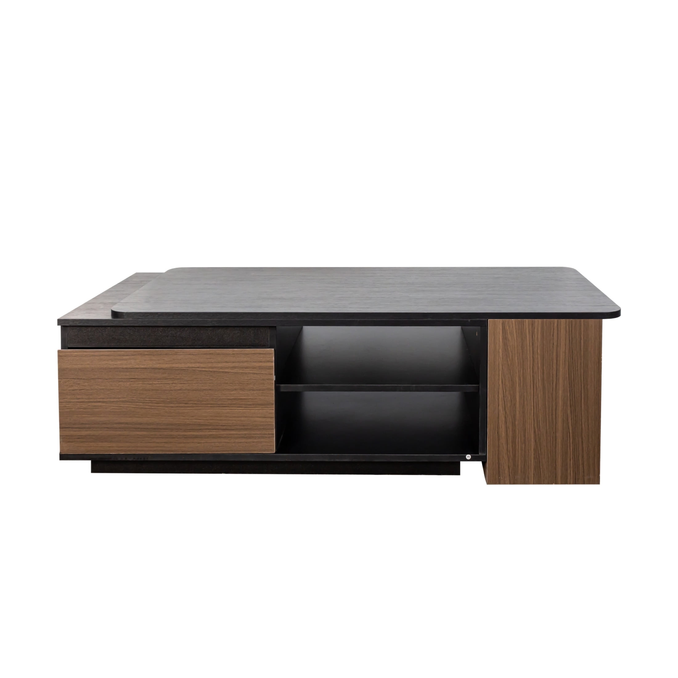 Noble House Kael 47.2" Extendable Coffee Table, Adjustable Length, Storage Drawers, Wooden Center Tea Table, Walnut