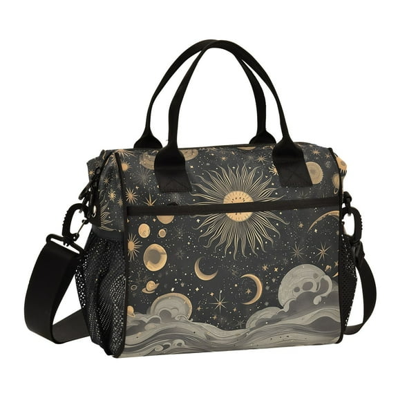 Sun and Moon Stars Waves Cooler Bag Lunch Bag Soft Cooler Cooling Tote Insulated Lunch Box for Adult Men Women