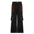 thumbnail image 2 of TaTaai Women High Waist Wide Leg Pants Color Block Mesh Splice Streamer Pockets Fashion Ladies Daily Commute Street Wear Non-See-Through Washable No Fading Stylish Trousers Gift, 2 of 6