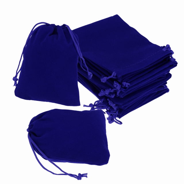 Uxcell 20 piezas Bolsas de Terciopelo con Cuerdas 4 x 4.7 Pulgadas Bolsas de Regalo para Joyería para Empaque de Joyería, Azul Oscuro