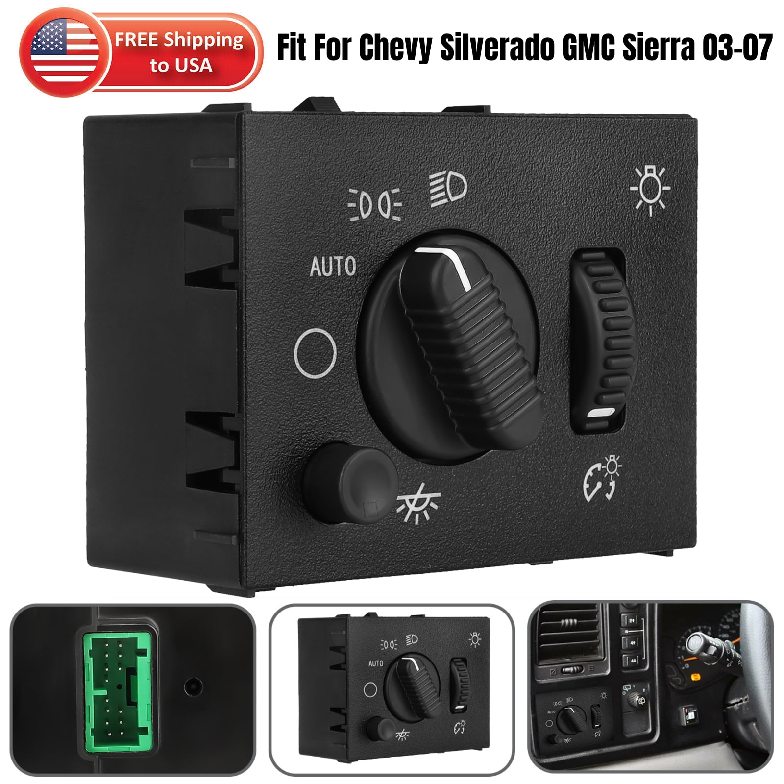 Interruptor de Regulador de Faros para Chevy 03-07 Silverado 1500 GMC Sierra Yukon 19381535 Interruptor de Regulador de Faros para Chevy 03-07 Silverado 1500 GMC Sierra Yukon 19381535