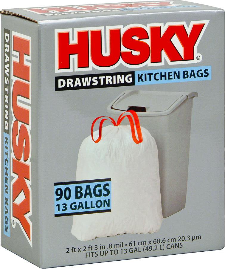 Husky 13 Gal Exp Drawstring 90 Ct White Tall Kitchen Bag
