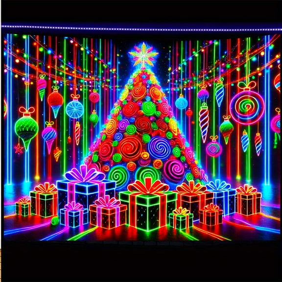 1 piece, black light ultraviolet reaction tapestry, Christmas tree pattern design, wall art hanging flag, a tapestry that gels against a dark background, suitable for bedrooms/living rooms/game rooms