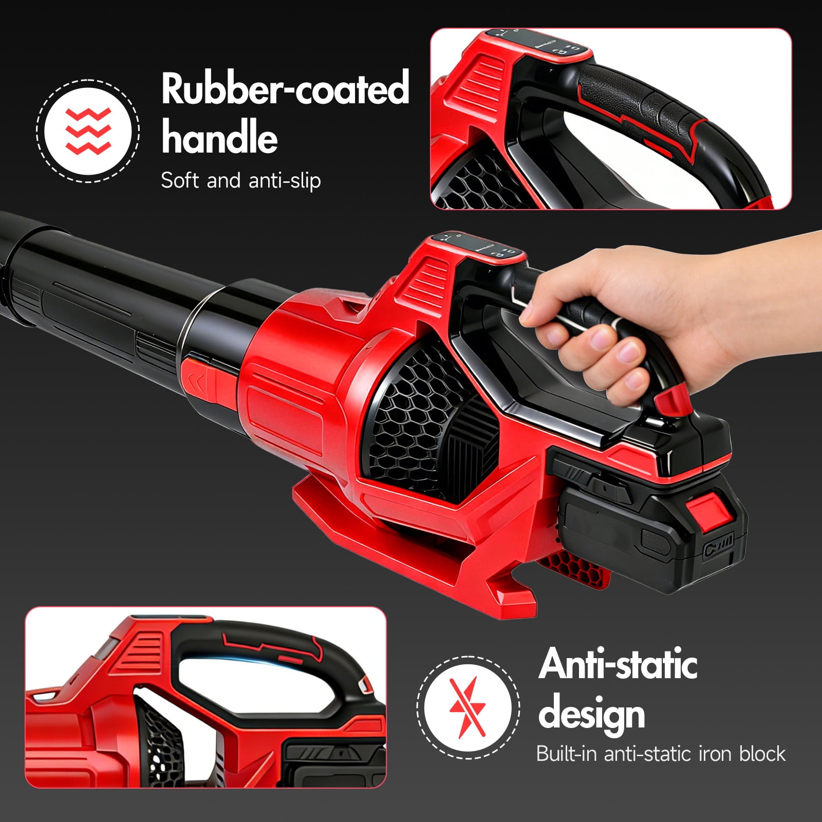 CATGOOD 21V Cordless Leaf Blower 750CFM 280MPH, 3 Speed Electric Leaf Blower with 2×4.0Ah Batteries and Rapid Charger for Lawn, Patio, Yard and Dust Cleaning