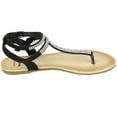 thumbnail image 4 of Alpine Swiss Womens Rhinestone T-Strap Sandals Ankle Strap Flat Summer Shoes, 4 of 6