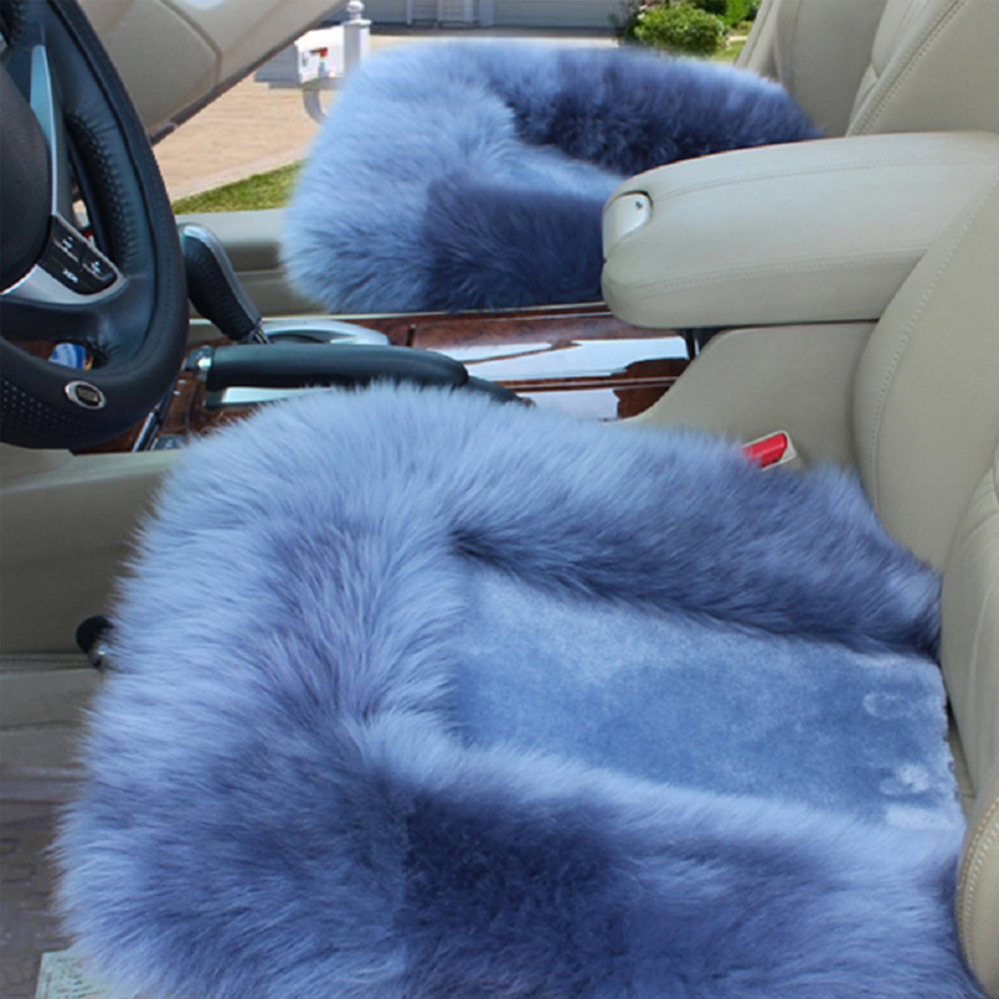 JYYYBF 1Pcs Fuzzy Plush Car Seat Cushion Universal Long Wool Fur Warm Car  Seat Cushion Cover Chair Pad Car Interior Accessories Yellow 50*52 cm