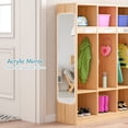 thumbnail image 3 of Advwin 4-Section Classroom Coat Locker with 8 Cubbies, 8 Hooks & Acrylic Mirror, Kindergarten Wooden Lockers for Home, School, Nursery, Daycare, 3 of 11