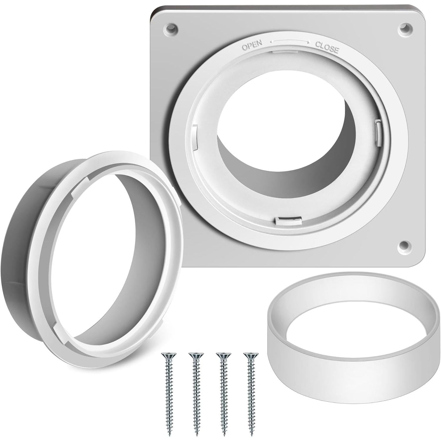 Dryer Vent Hose Connector Kit,dryer Vent Wall Plate With Hose(4 Inch 8 Feet),dryer Duct Connector With Quick Connect & Disconnect,covers Area 7inch X 7inch,fits 4 Inch,for Dryer Washer Bathroom