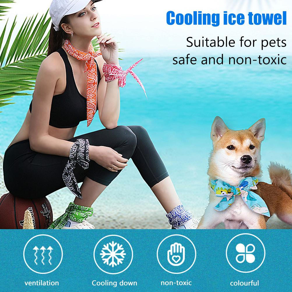 CondFun 9 Pieces Cooling Neck Scarf Summer Wrap, Soaked Tie Ice Cool Scarf, Hairband Bandana Ice Scarf for Sports/ Outdoor Camping