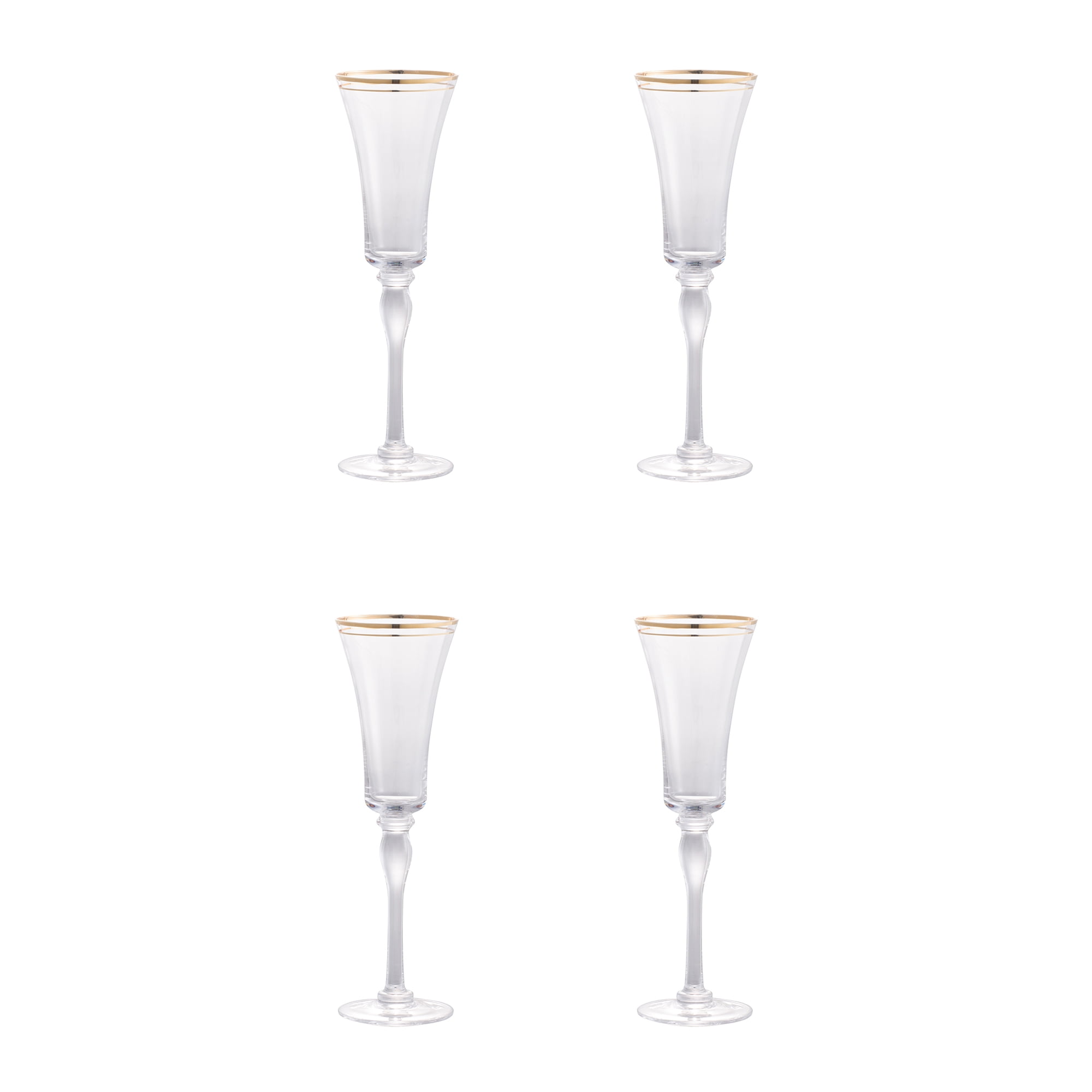 D3x9.8" Felicity Flute with Gold Rim, Set of 4