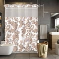 thumbnail image 5 of No Hook Shower Curtains with Snap-in Liner Set, Floral Boho Waterproof Hotel Style Bathroom Shower Curtain, Vintage Country Brown Pesley Flowers Breathable Mesh Top Window Bath Curtains 48''x72'', 5 of 9