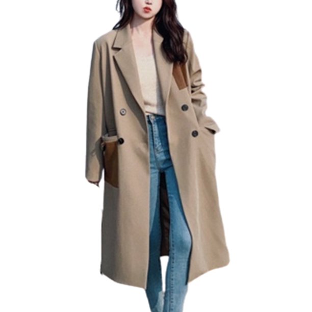 Sonducket Abrigo de viento para mujer, abrigo de manga larga con botones hacia abajo, ropa de moda para adultos, ropa de otoño y primavera, chaqueta Abrigos y chamarras Caqui L Sonducket AP013528-03