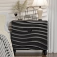 thumbnail image 6 of Modern 3 Drawer Wood Dresser with 3D Wave Drawer Fronts, Contemporary Storage Chest with Groove Handle and Solid Pine Leg for Living Room, Bedroom, Entryway (Black), 6 of 9